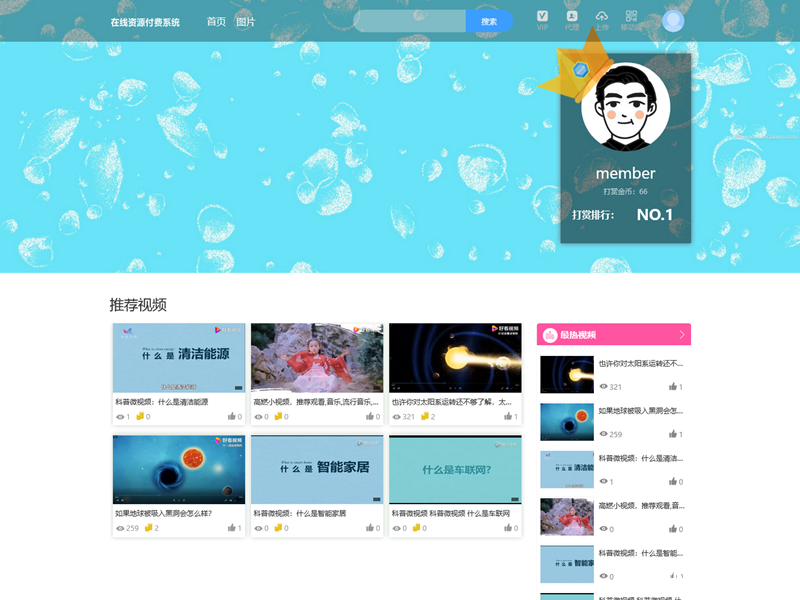 在线资源付费系统视频付费播放图片付费查看文章付费浏览虚拟资源付费+手机端