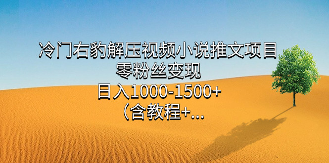 冷门右豹合作APP视频，小说推文零粉丝变现