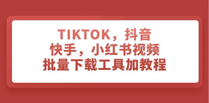 视频批量下载教程与工具，TIKTOK抖音快手小红书